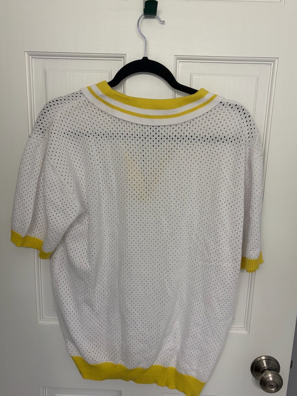 NWT Beach Riot Open Knit Polo Shirt White Yellow Trim Size L - Picture 5 of 5